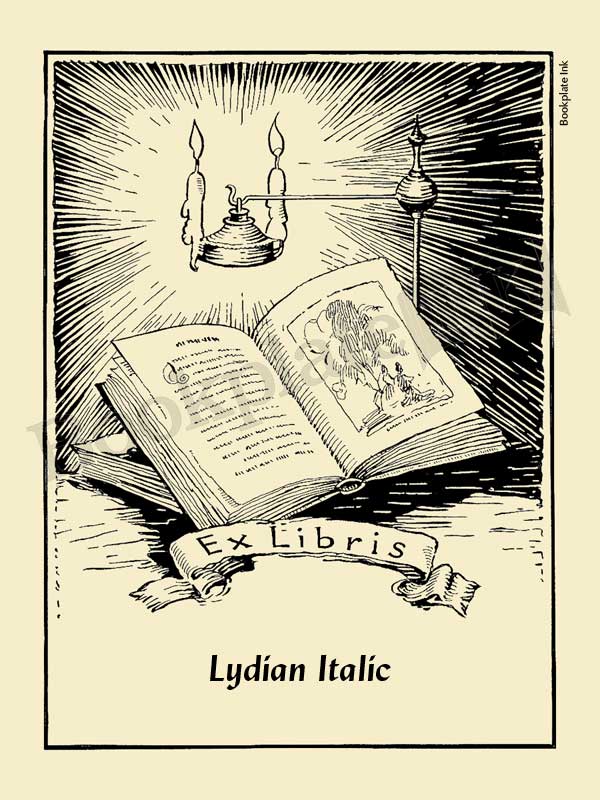 A106 - Bookplate with open book, candles and ex libris wording - Image 11