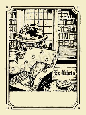 A109-home-library-and-globe-ex-libris