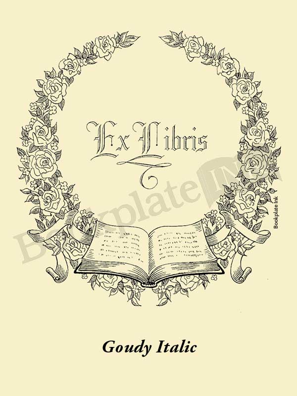A112 - Bookplate with floral wreath and open book - 50 for $55 - Image 8