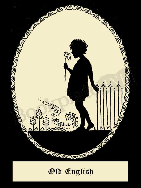 A117 - Girl with flower silhouette bookplate - Image 12