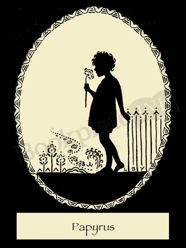 A117 - Girl with flower silhouette bookplate - Image 15