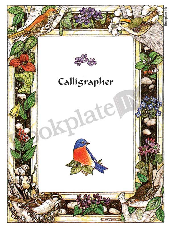BP037 - Birds and flowers border bookplate - Image 2