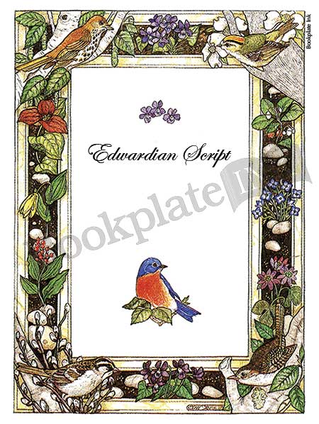 BP037 - Birds and flowers border bookplate - Image 4