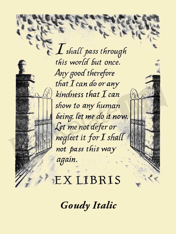 B217 - Bookplate with William Penn quote in open gate - Image 8