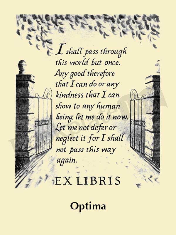 B217 - Bookplate with William Penn quote in open gate - Image 13