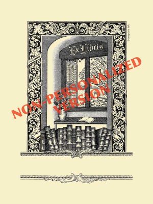 B253 - Books by open window bookplate, non-personalized