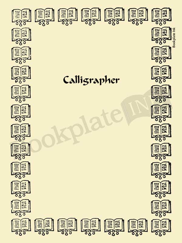 B254 - Bookplate border design of open books - Image 2