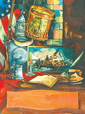 C200 - Americana bookplate with drum and quill