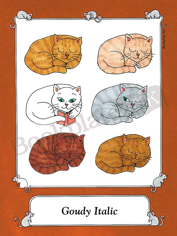 C202 - Six cats with mice bookplate - Image 8