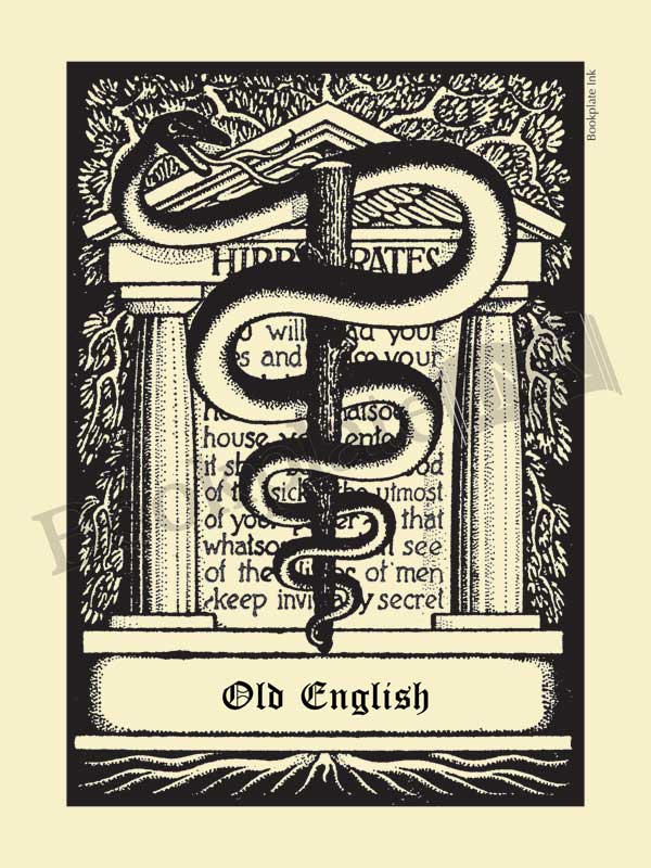D7 - Medical bookplate with staff of Asclepius and Hippocratic Oath - Image 12