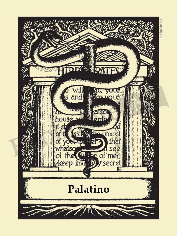 D7 - Medical bookplate with staff of Asclepius and Hippocratic Oath - Image 14