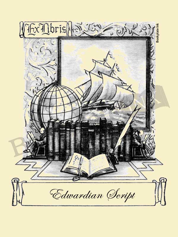 E176 - Ship, books and globe bookplate - Image 4