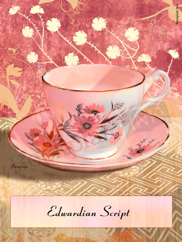 ES157 - China tea cup with flowers bookplate - Image 4