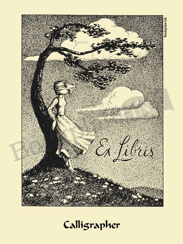 M2 - Windswept girl and tree bookplate - Image 2