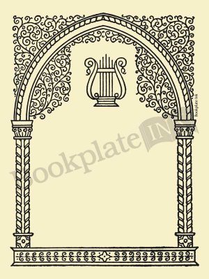 M759-music-lyre-border-bookplate