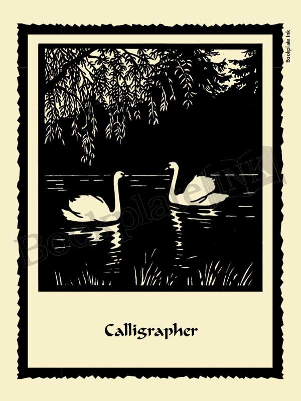 S200 - Scherenschnitte swan bookplate - Image 2