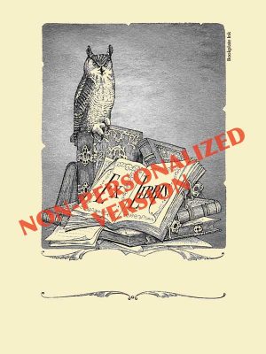 W3 - Perched owl Pringle bookplate, non-personalized