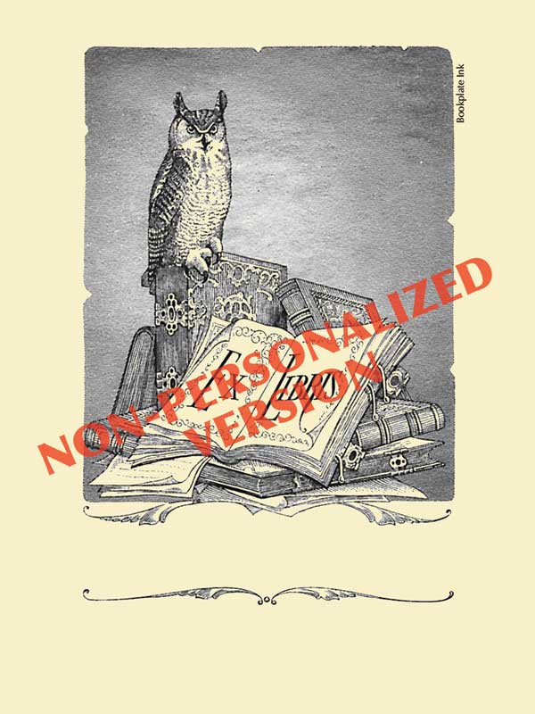 W3 - Perched owl Pringle bookplate, non-personalized