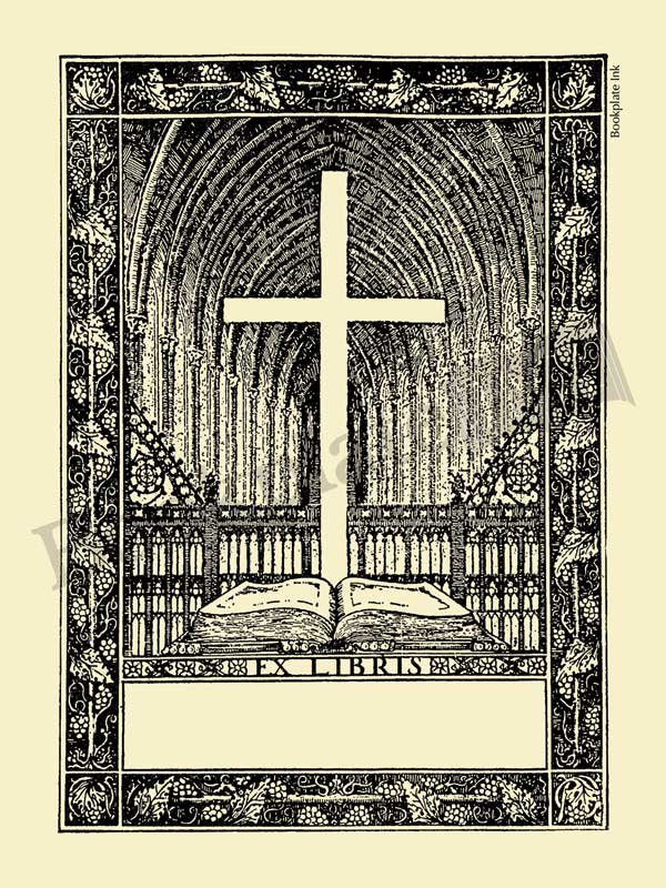 X138-Bookplate-with-cross-and-ex-libris-