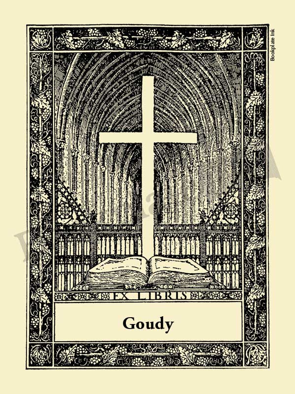 X138 - Bookplate with cross and "ex libris" text - Image 7