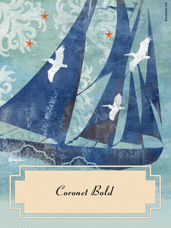 ES74 - Sailboat and birds bookplate - Image 3
