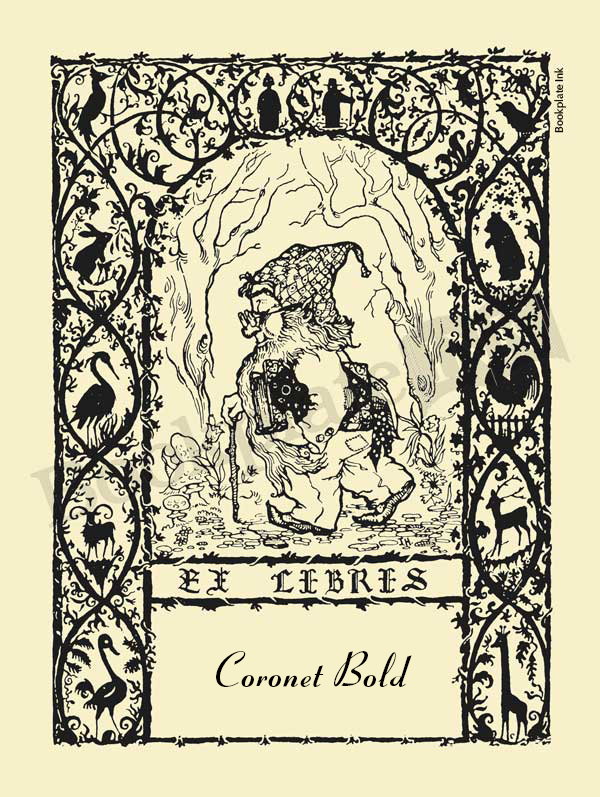 B211 - Gnome walking bookplate with animal border - Image 3