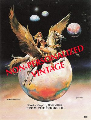 B321 - Vintage Boris Vallejo "On Golden Wings" Antioch bookplate
