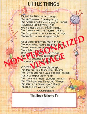 B230 - Vintage "Little Things" poem Antioch bookplate