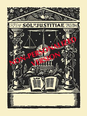 M603 - SOL JUSTITIAE LEGAL BOOKPLATE, non-personalized