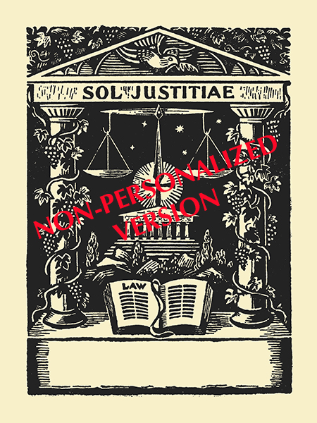 M603 - SOL JUSTITIAE LEGAL BOOKPLATE, non-personalized